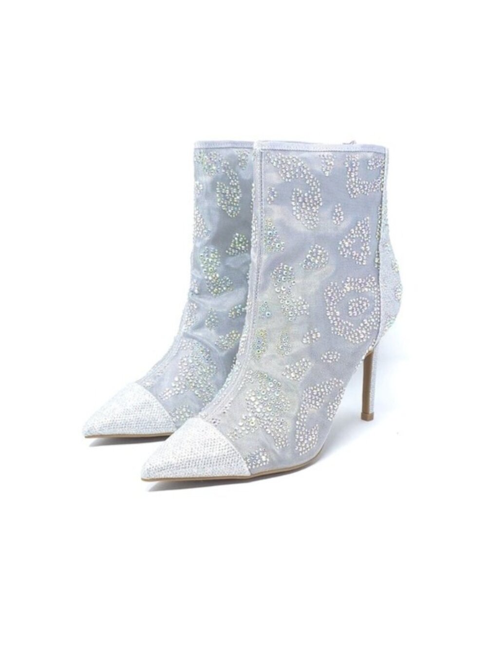 Thalia Sodi Booties Shaylene Embellished Stiletto Heel Silver Size 8M